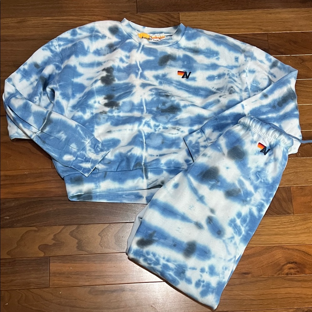 Aviator Nation Blue Tie-Dye Sweatshirt and sweatpants size XS